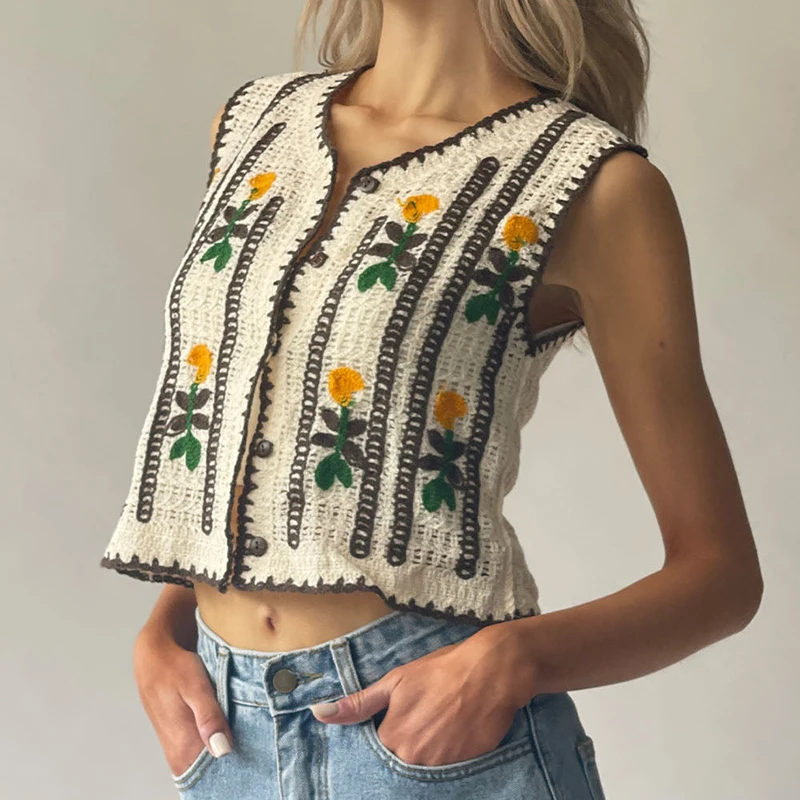 Floral Embroidered Crochet Swe - огляд і ціна Sewing Vest