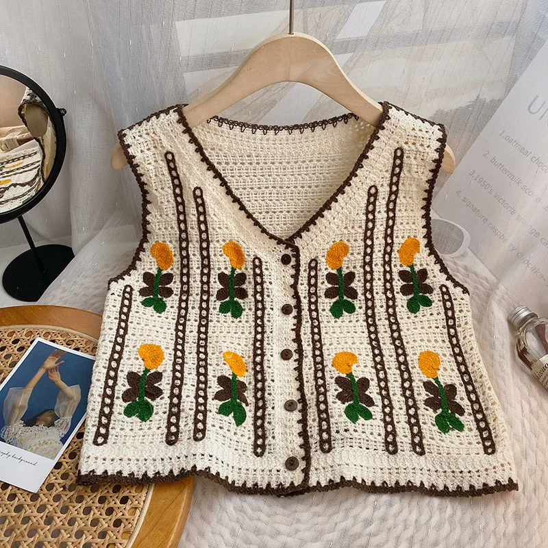 Floral Embroidered Crochet Swe - огляд і ціна Sewing Vest